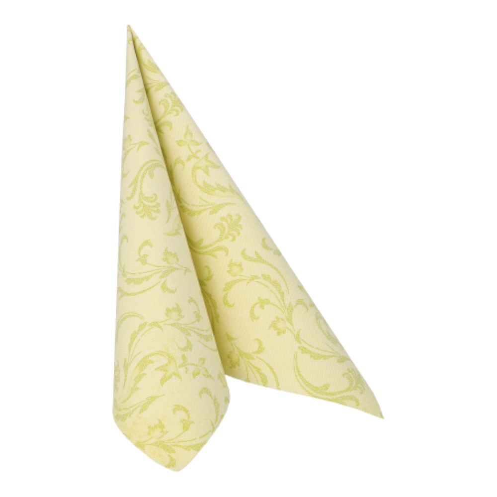50 Servietten "ROYAL Collection" 1/4-Falz 40 cm x 40 cm limonengrün "Damascato"
