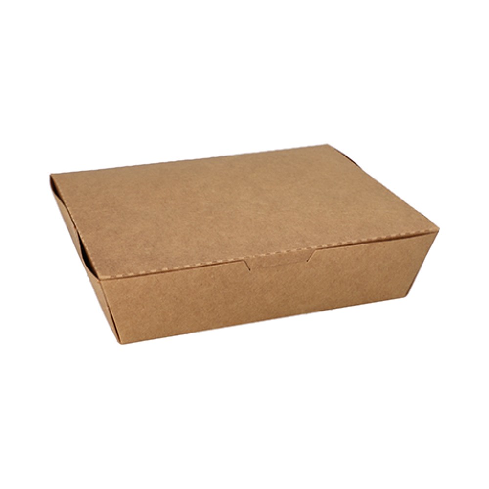 25 Lunchboxen, Pappe 3-geteilt 600 ml 5 cm x 14,8 cm x 18,3 cm braun