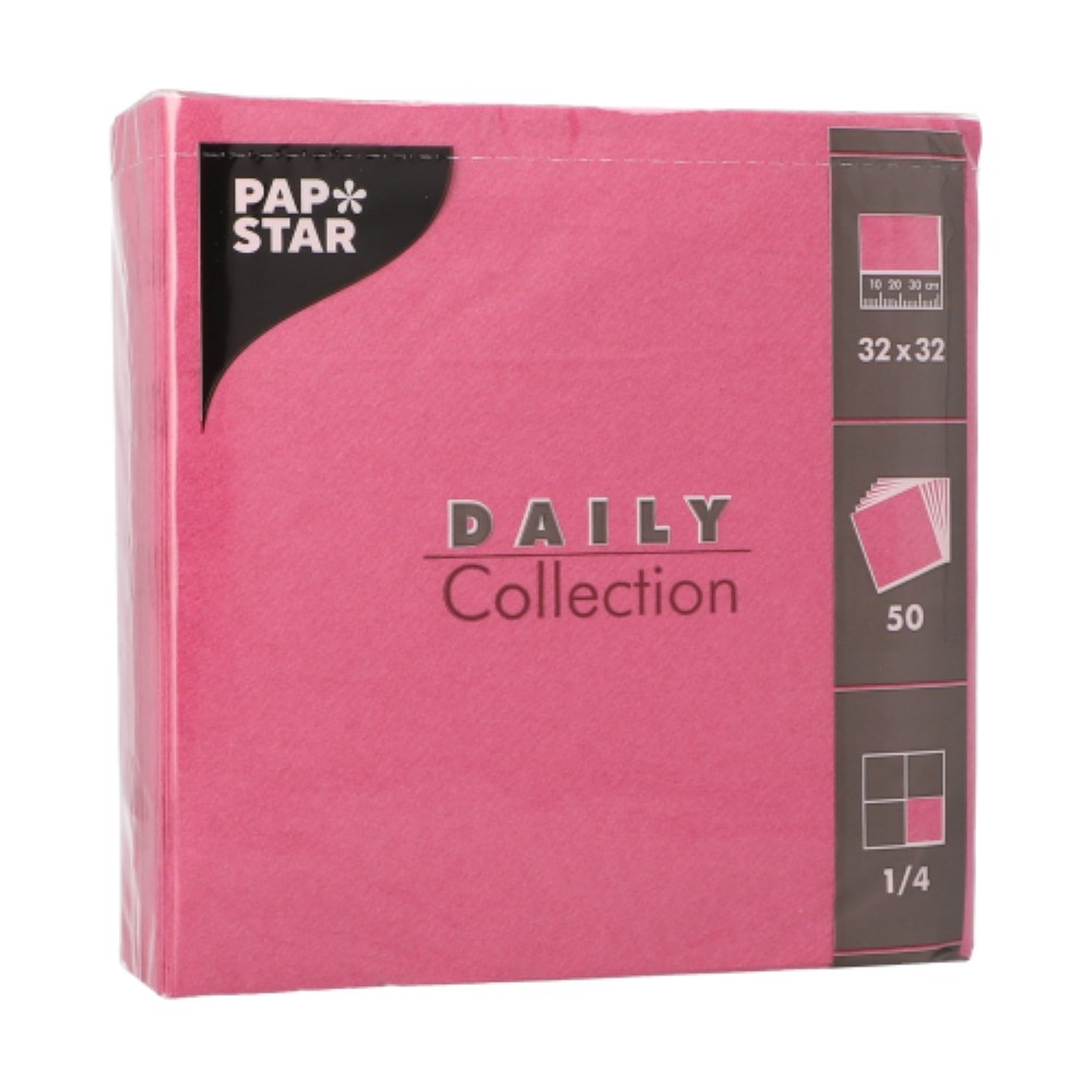 50 Servietten "DAILY Collection" 1/4-Falz 32 cm x 32 cm fuchsia
