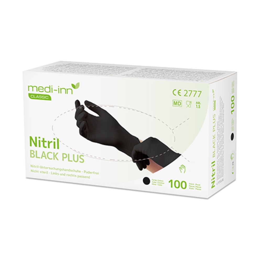 100 "Medi-Inn Classic" Handschuhe, Nitril puderfrei "Black Plus" schwarz Größe: S