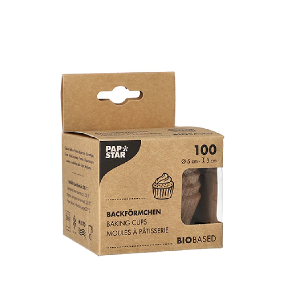 100 Backförmchen rund Ø 5 cm · 3 cm natur aus Frischfaser und Kakaoschalen 100 Backförmchen rund Ø 5 cm · 3 cm natur aus Frischfaser und Kakaoschalen
