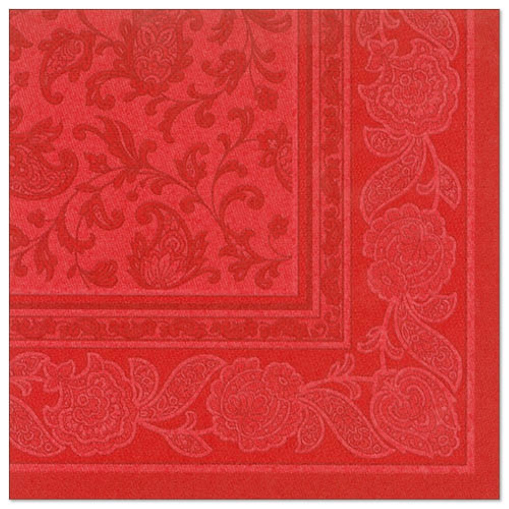 50 Servietten "ROYAL Collection" 1/4-Falz 40 cm x 40 cm rot "Ornaments"