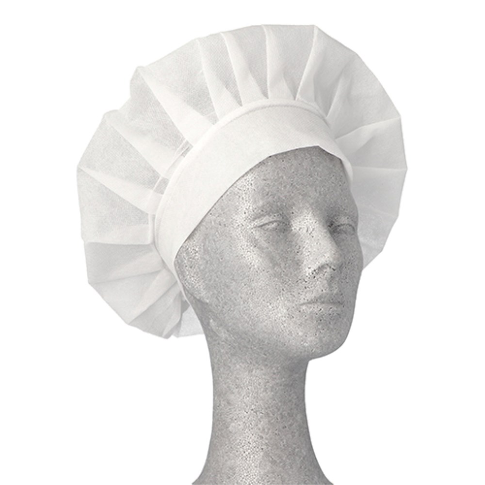 10 "WORK-INN/-PS" Kochmützen, Vlies Ø 30 cm · 17 cm weiss "France"