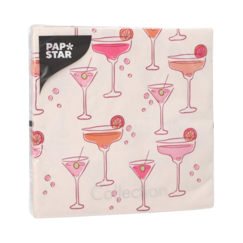 20 Servietten, 3-lagig 1/4-Falz 33 cm x 33 cm "Aperitifs"