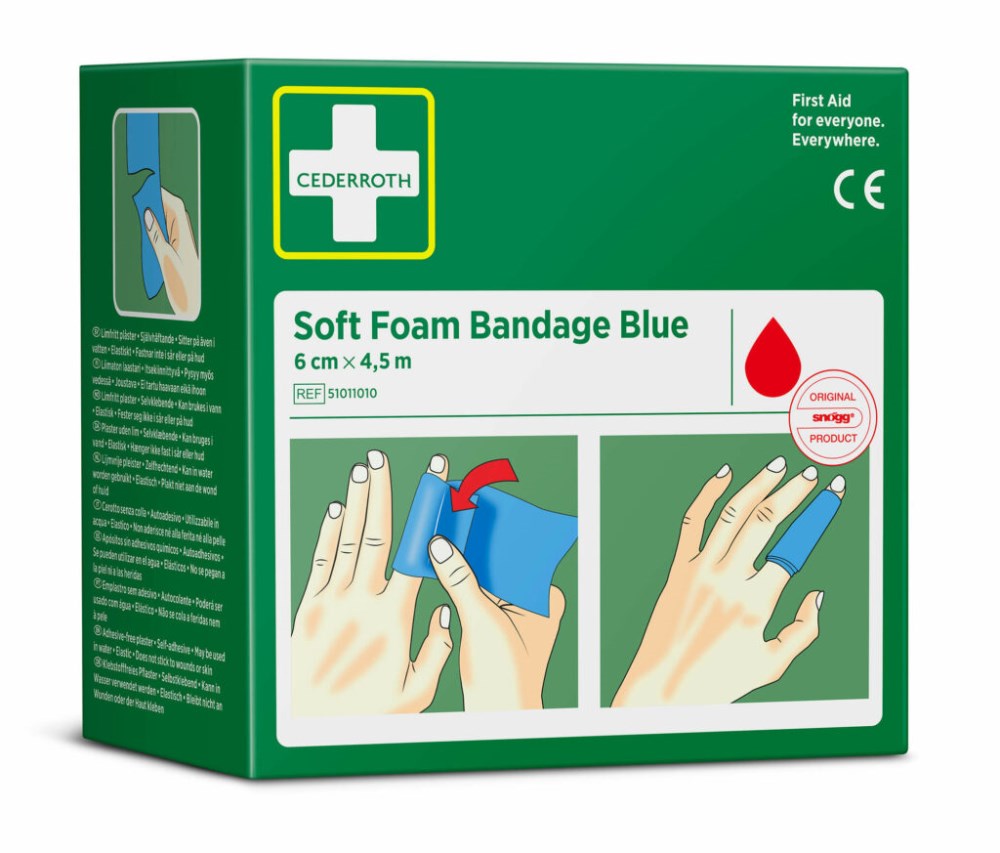 "Cederroth" Soft Foam Bandage 4,5 m x 6 cm blau , Refill