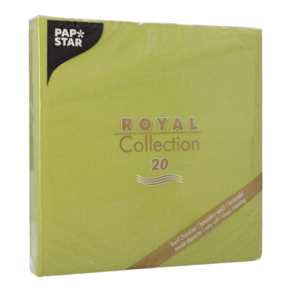 20 Servietten "ROYAL Collection" 1/4-Falz 40 cm x 40 cm olivgrün