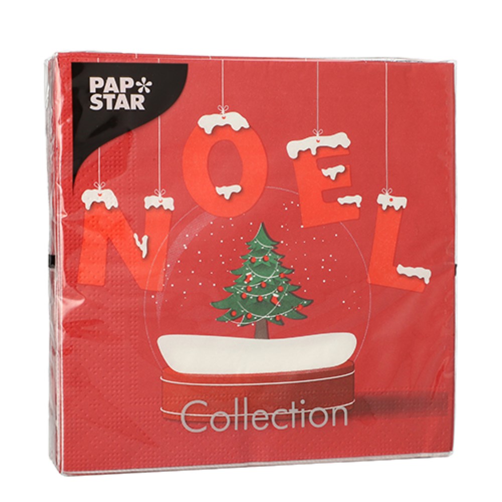 20 Servietten, 3-lagig 1/4-Falz 33 cm x 33 cm "Noel Enneige"