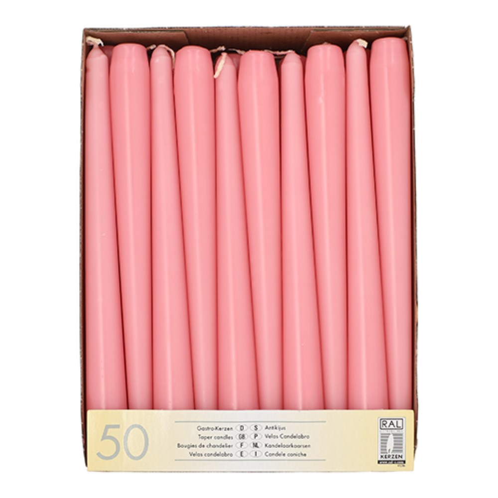 50 Leuchterkerzen Ø 2,2 cm · 25 cm rosa