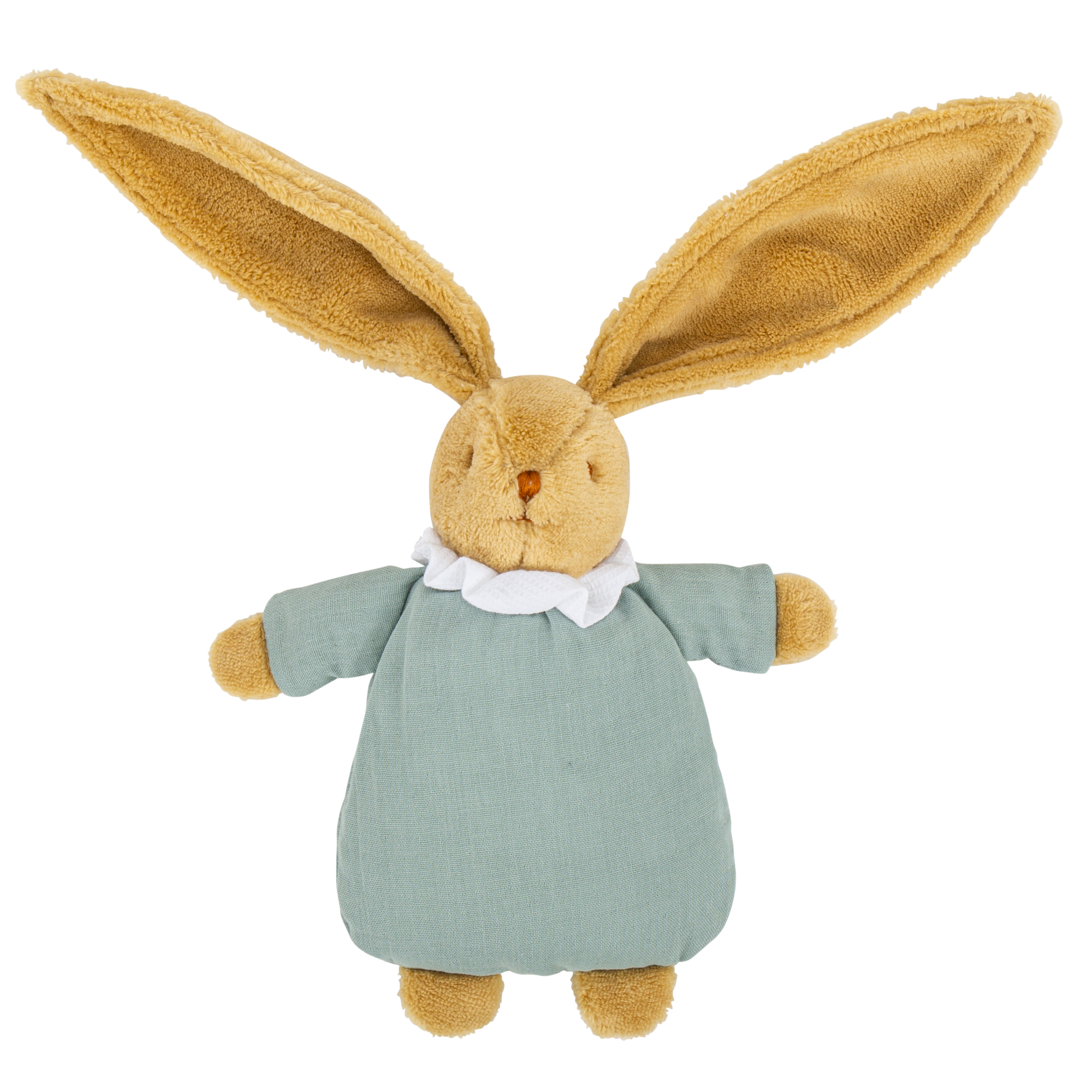 Kuschelhase mit Rassel 20Cm - Celadon Green Organic Cotton