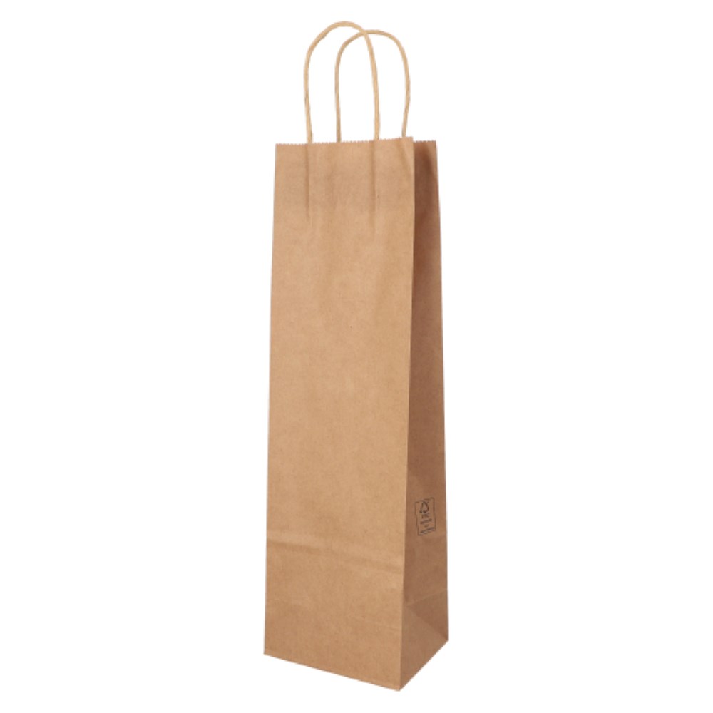 25 Flaschentragetasche, Papier 40 cm x 12 cm x 9,5 cm braun mit gedrehtem Tragegriff