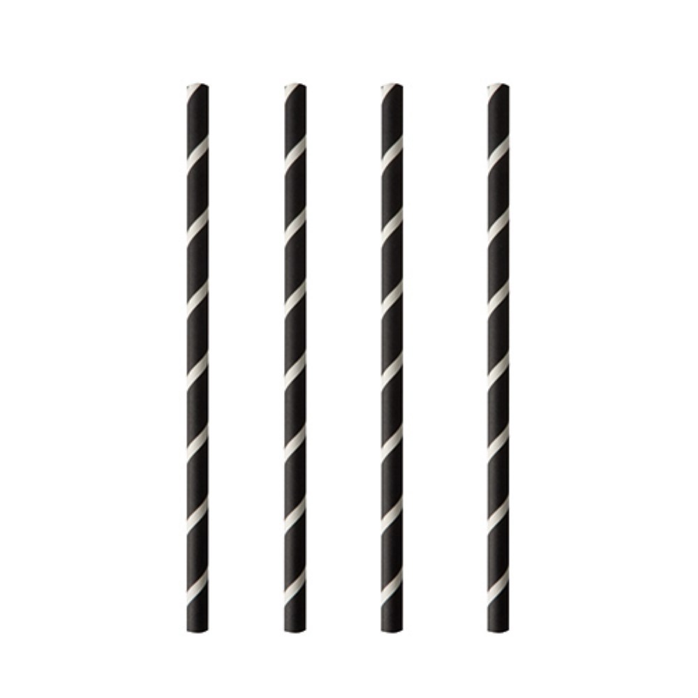 100 Shake-Halme, Papier Ø 8 mm · 20 cm schwarz/weiss "Stripes"