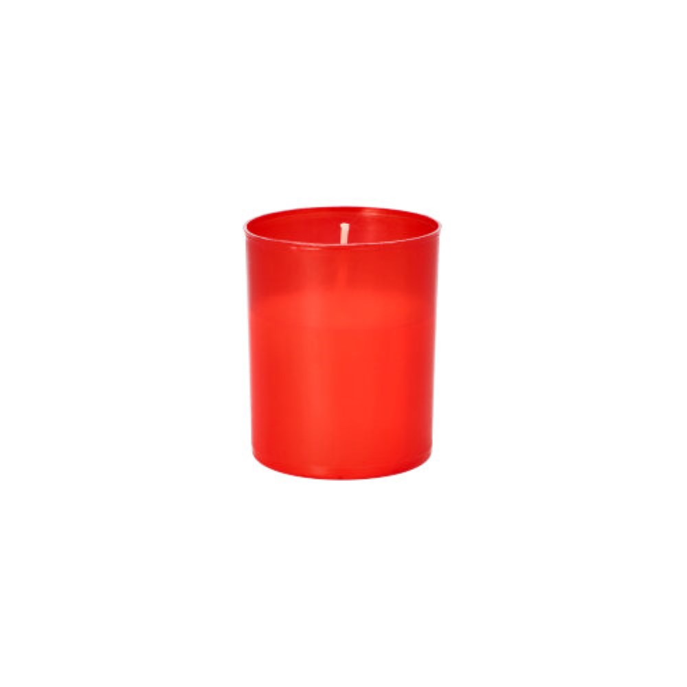 4 Grablichte "Stundenbrenner" Ø 5 cm · 6,5 cm rote Hülle