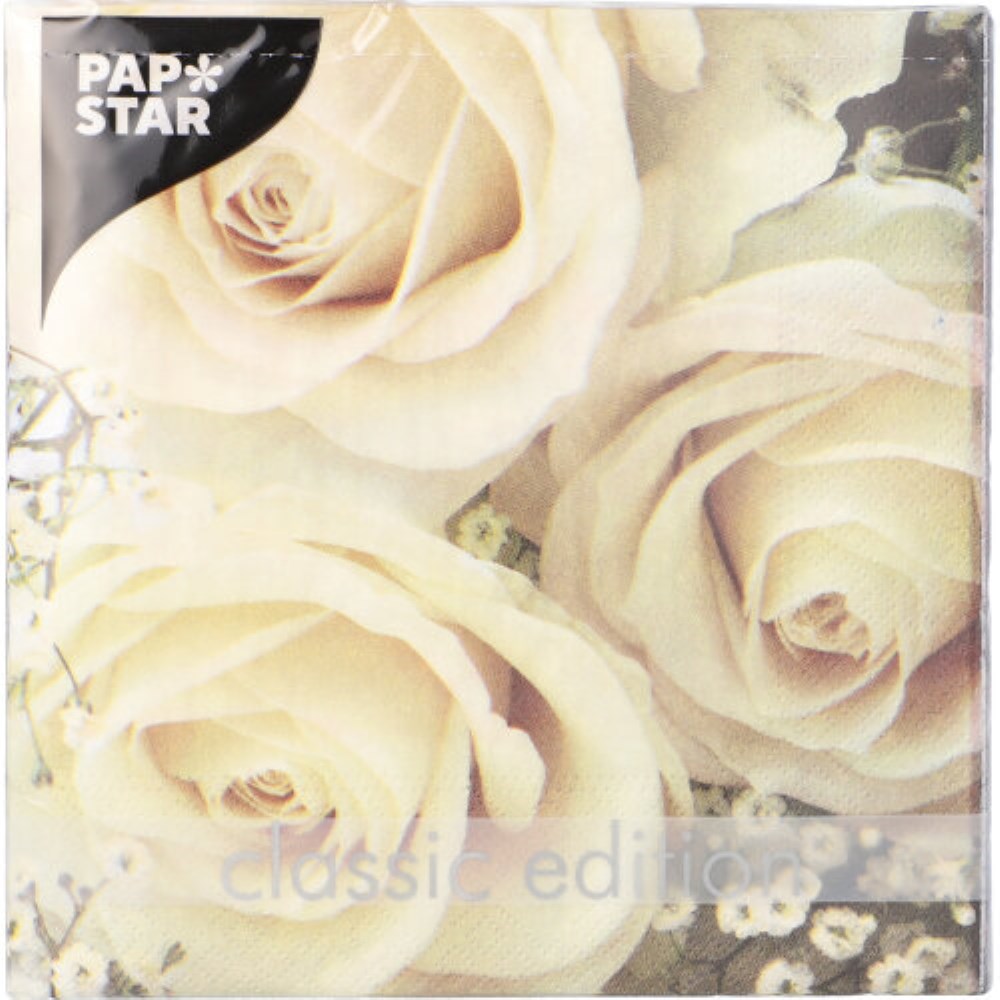 20 Servietten, 3-lagig 1/4-Falz 33 cm x 33 cm "Royal Flower"