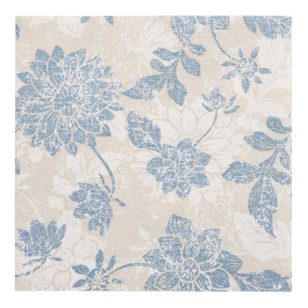 50 Servietten "ROYAL Collection" 1/4-Falz 40 cm x 40 cm arktikblau "Flowers"