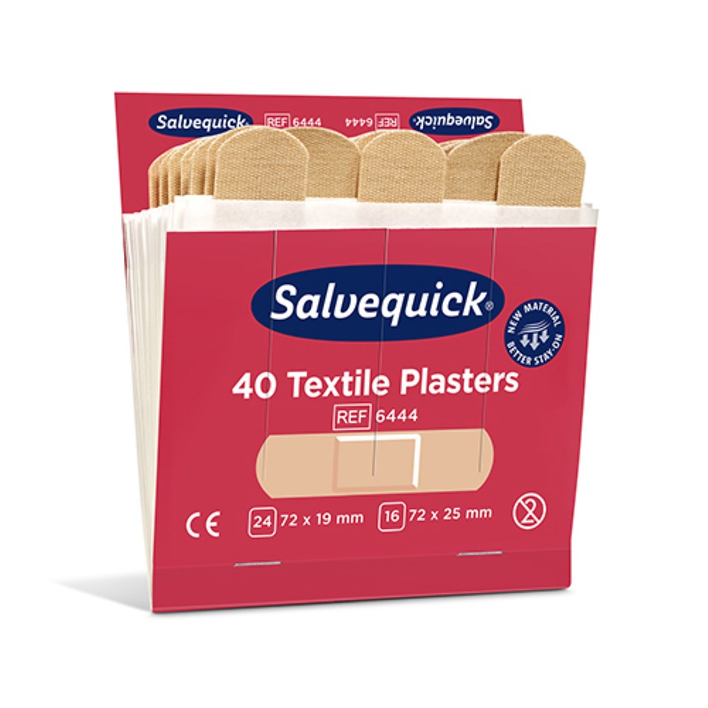 6 Set "Cederroth" Salvequick Textile Pflaster (40 Stück) braun , Refill