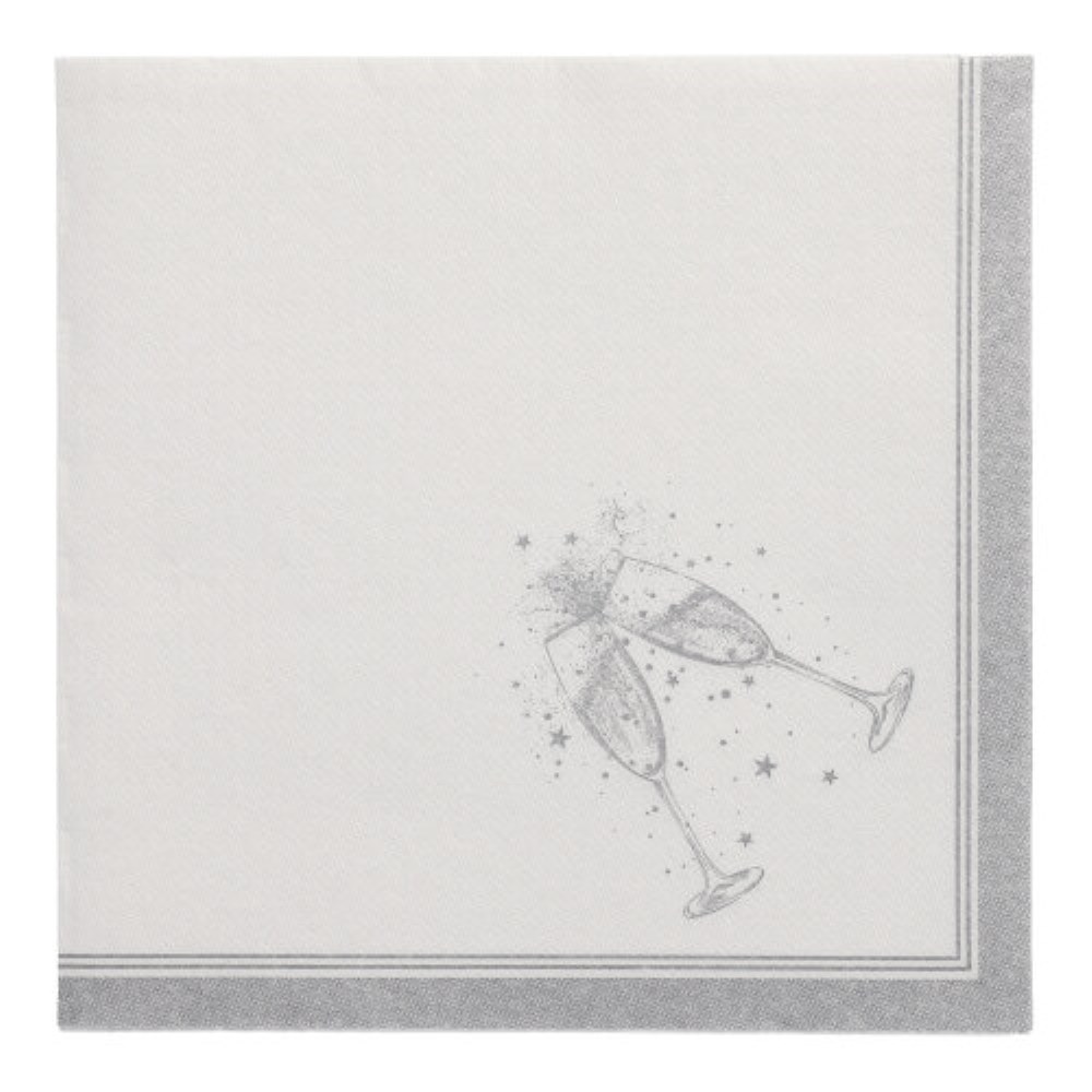 50 Servietten "ROYAL Collection" 1/4-Falz 40 cm x 40 cm silber "Festivities"