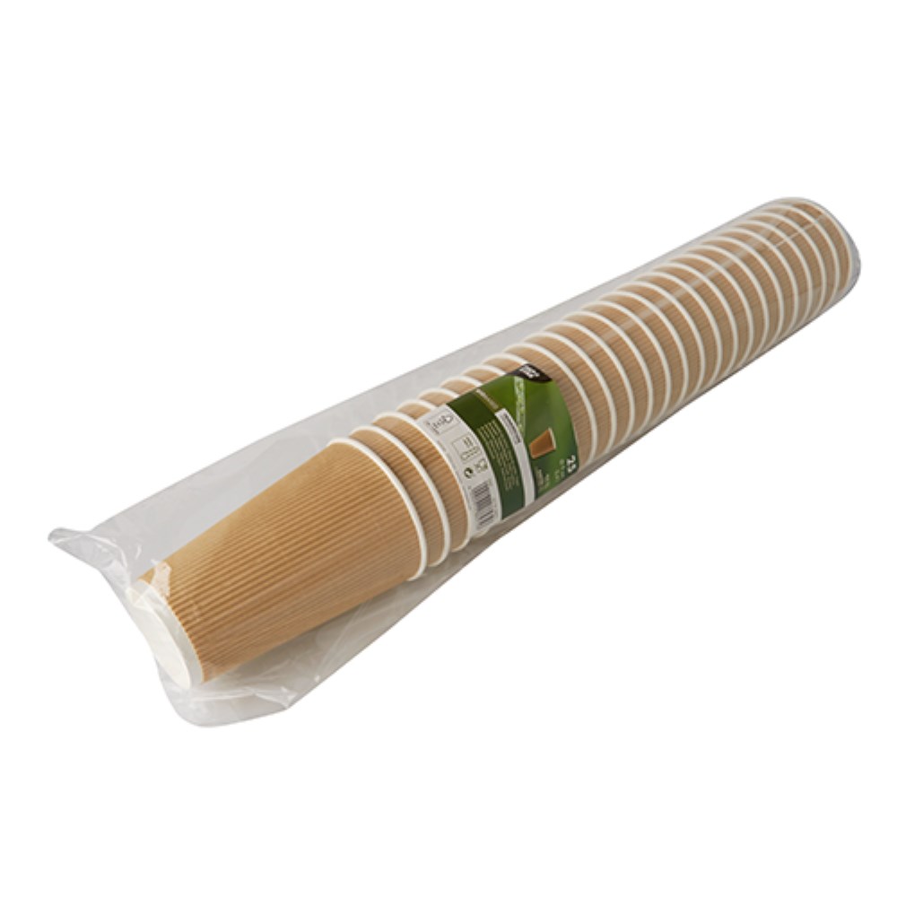 25 Trinkbecher, Pappe 0,2 l Ø 8 cm · 9 cm natur Ripple Wall