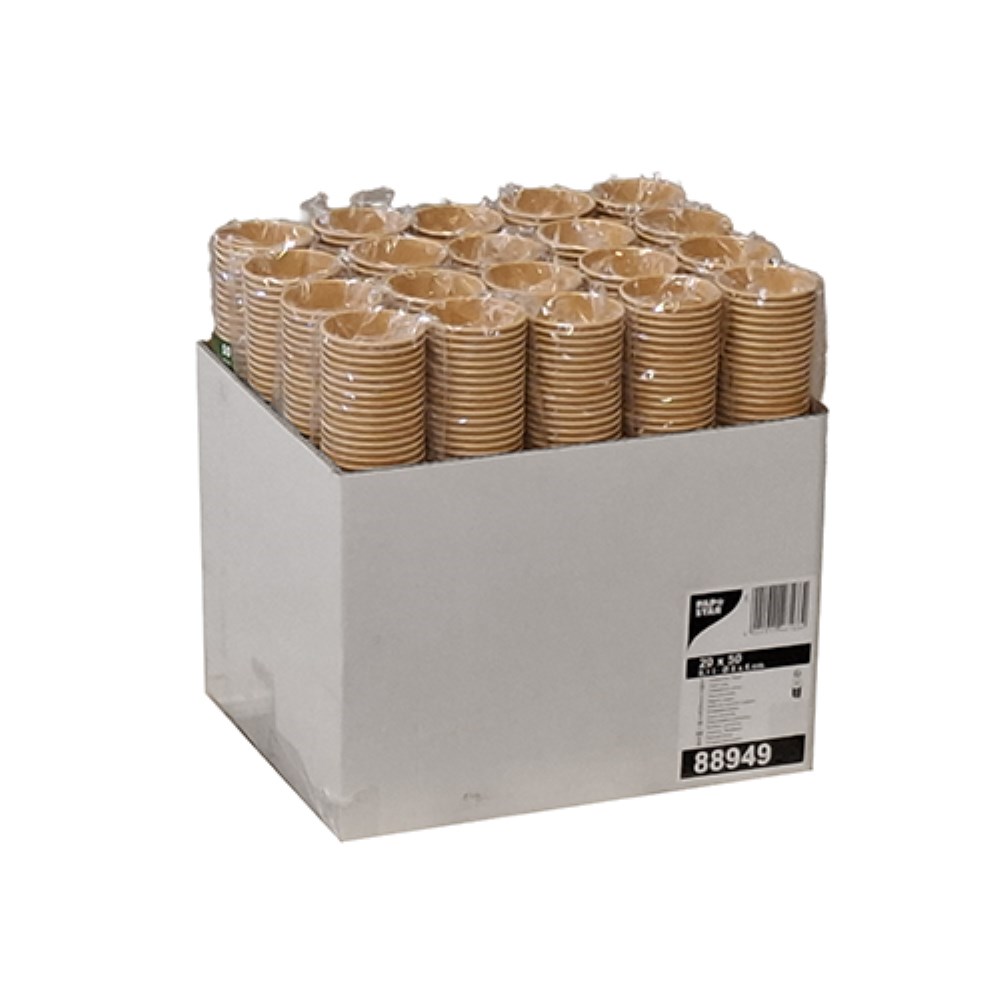 50 Trinkbecher, Pappe 0,1 l Ø 6 cm · 6 cm braun