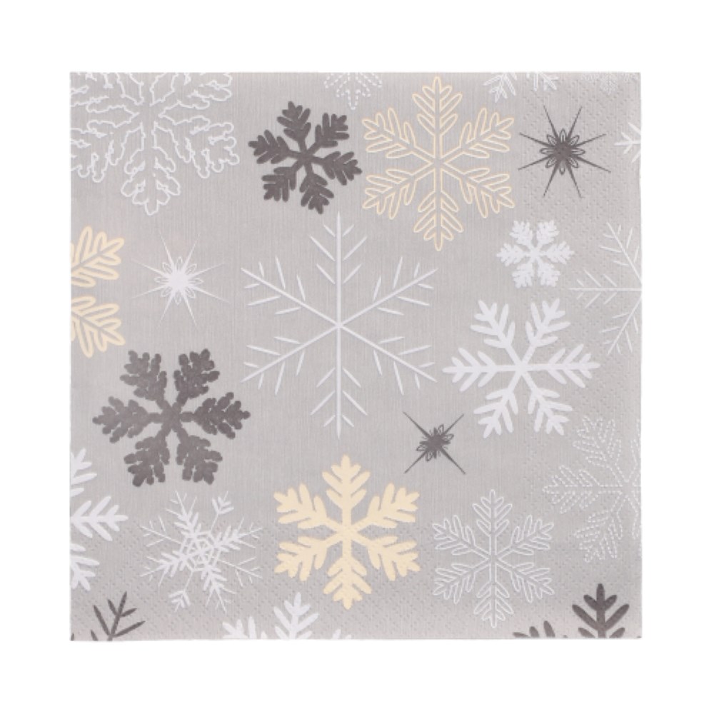 20 Servietten, 3-lagig 1/4-Falz 33 cm x 33 cm "Snowflakes"