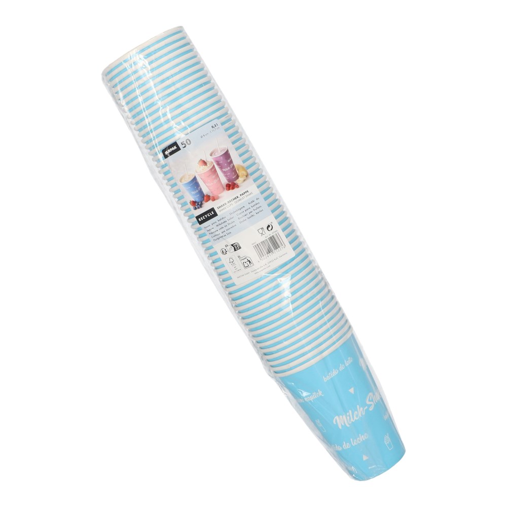 50 Shake-Becher, Pappe 0,3 l Ø 8 cm · 11,7 cm "Milk-Shake"