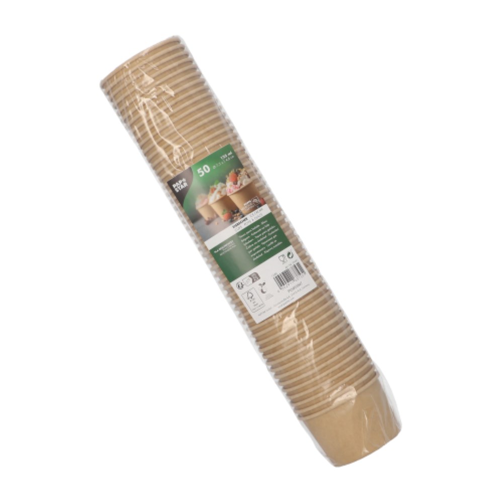 50 Eisbecher, Pappe rund 125 ml Ø 7,5 cm · 4,8 cm braun