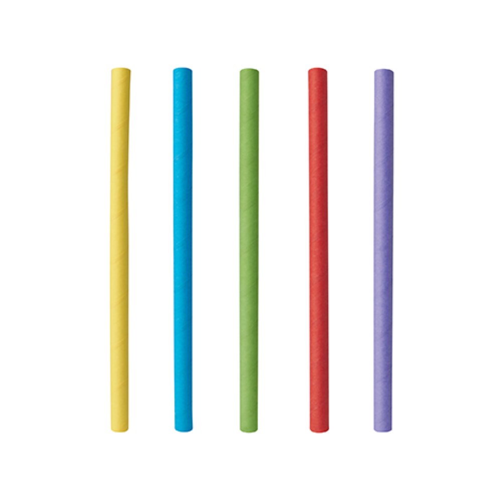 500 Cocktail Trinkhalme, Papier Ø 7 mm · 15 cm farbig sortiert