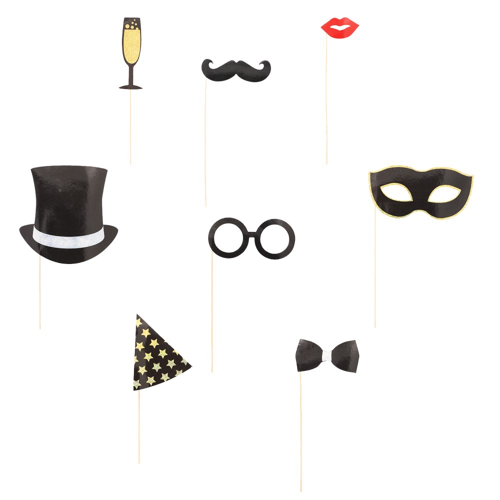 8 Fotobox- und Selfie-Requisiten 25 cm farbig 8 Fotobox- und Selfie-Requisiten 25 cm farbig