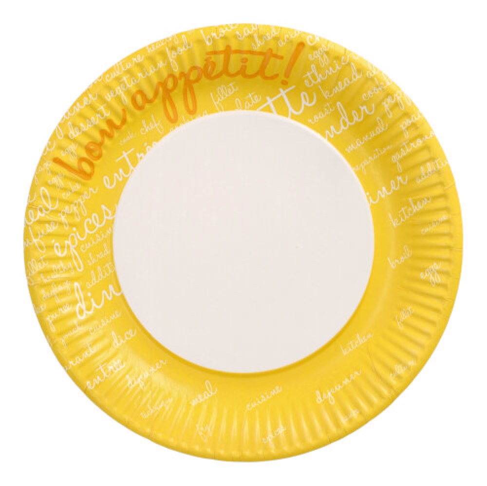 10 Teller, Pappe rund Ø 23 cm gelb "Table Pleasures"