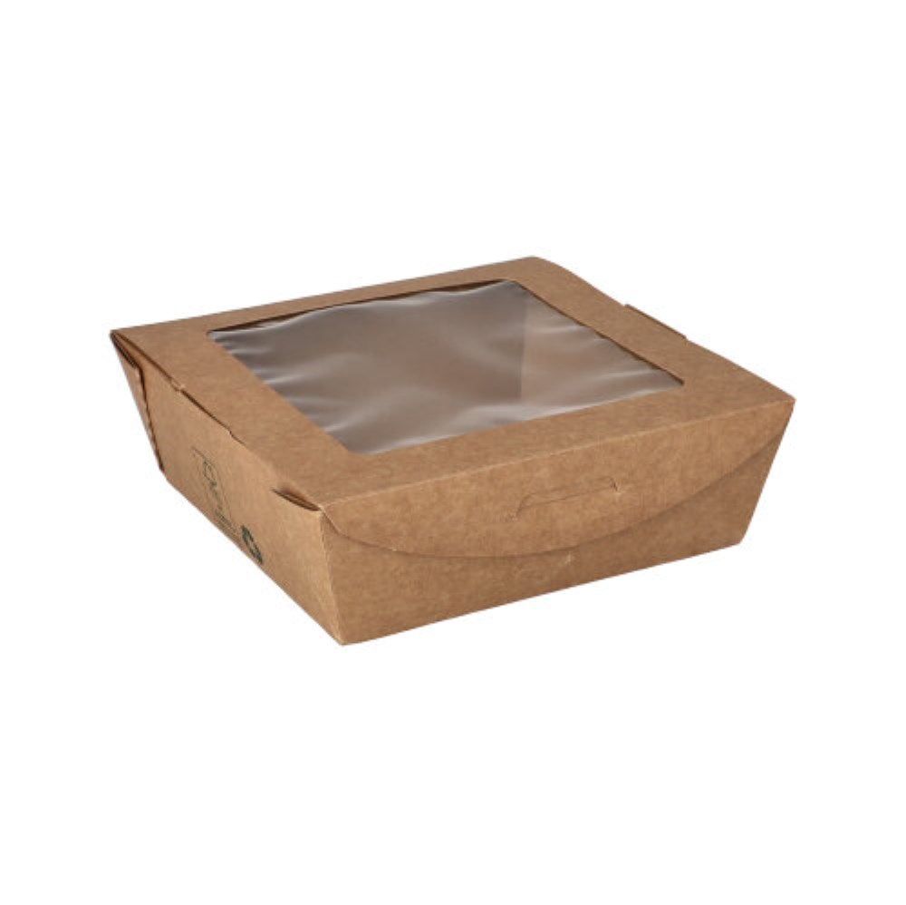 40 Feinkostboxen Pappe "pure" eckig 650 ml 4,5 cm x 12 cm x 12 cm braun "100% Fair"