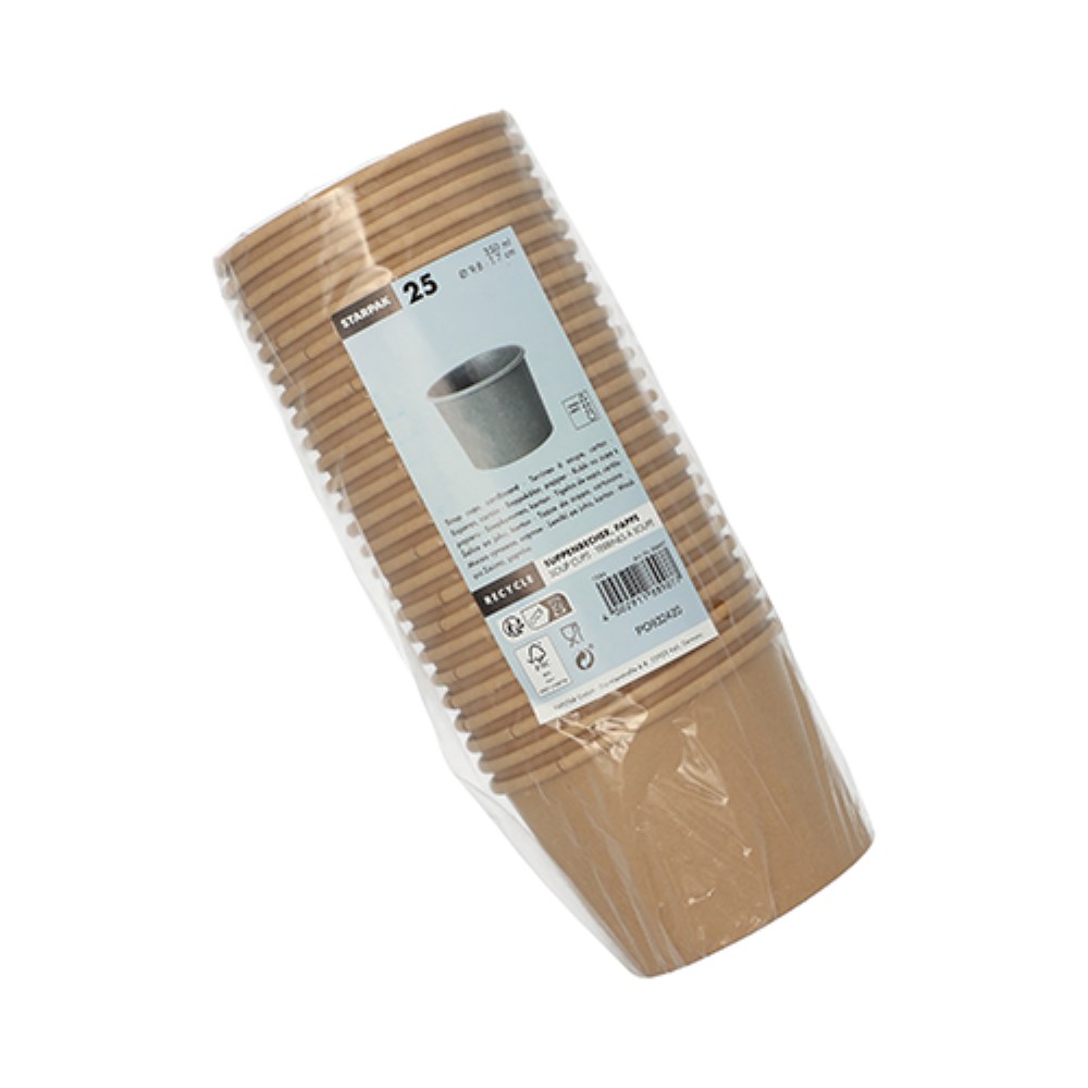 25 Suppenbecher, Pappe rund 350 ml Ø 9,8 cm · 7 cm braun