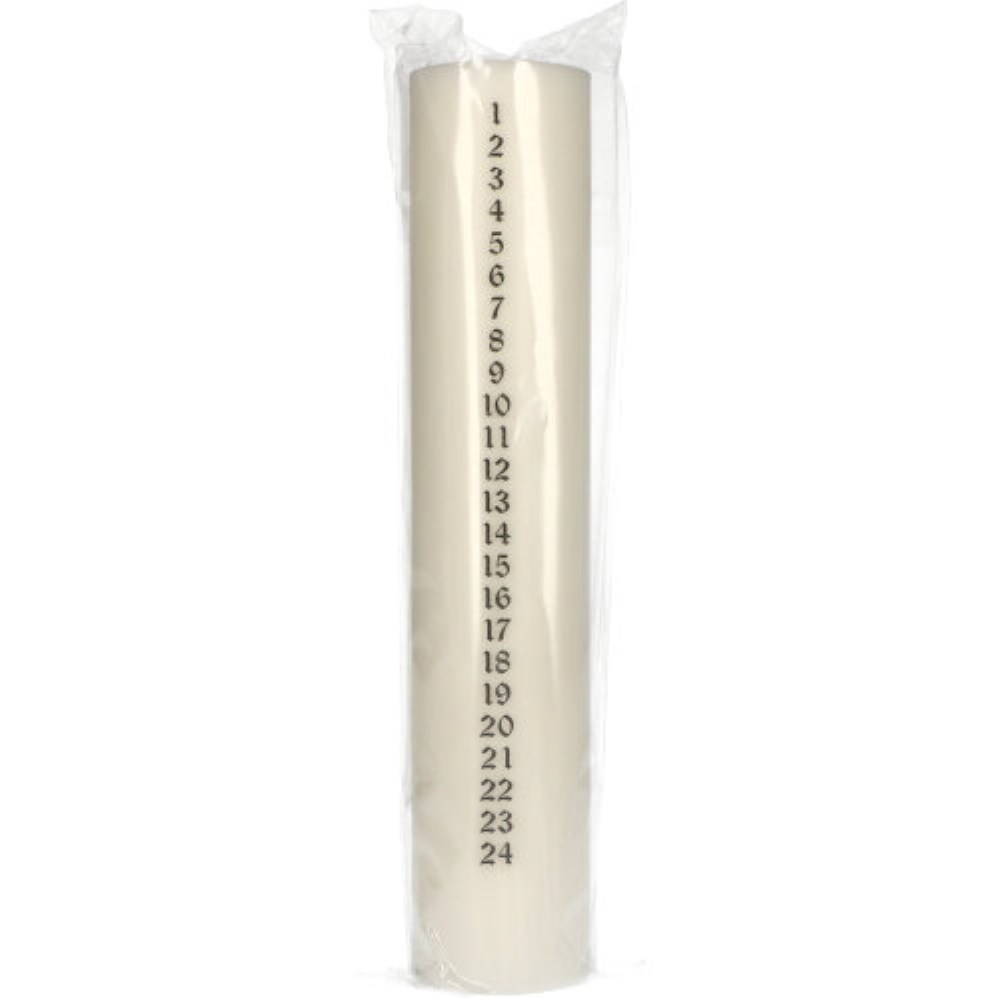 Kalenderkerze Ø 50 mm · 250 mm weiss