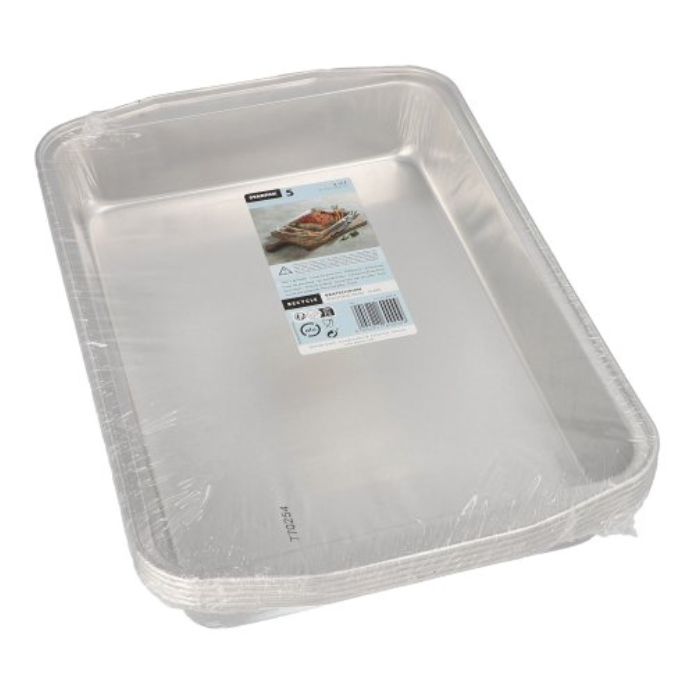 5 Bratschalen, Alu eckig 3,15 l 5 cm x 25 cm x 36,6 cm silber