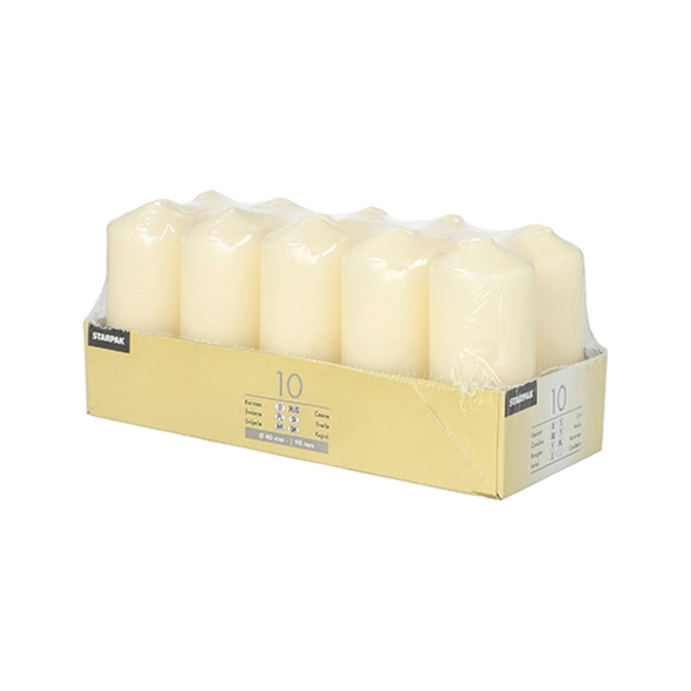 10 Stumpenkerzen Ø 40 mm · 90 mm creme