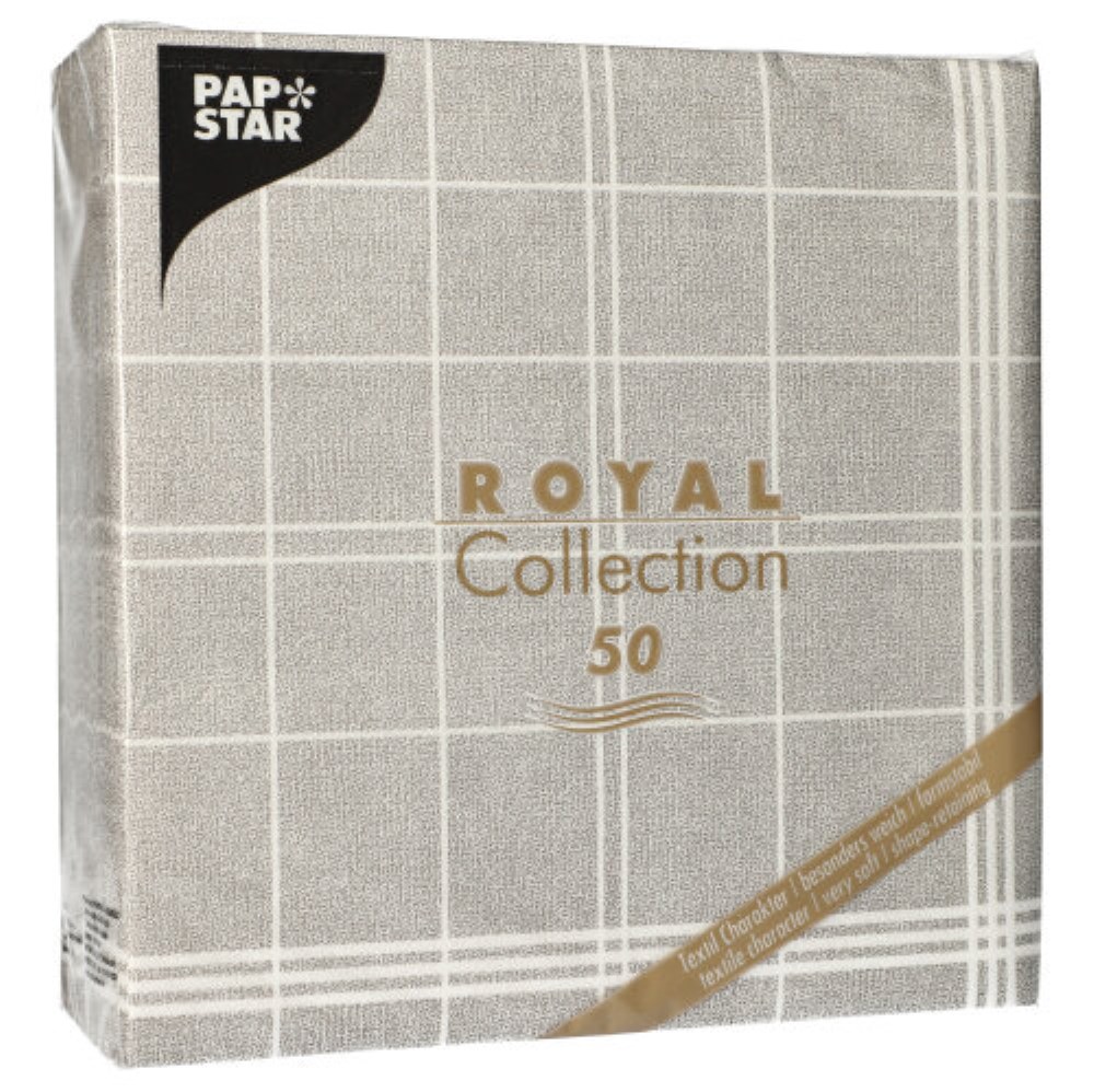 50 Servietten "ROYAL Collection" 1/4-Falz 40 cm x 40 cm grau "Kitchen Craft"