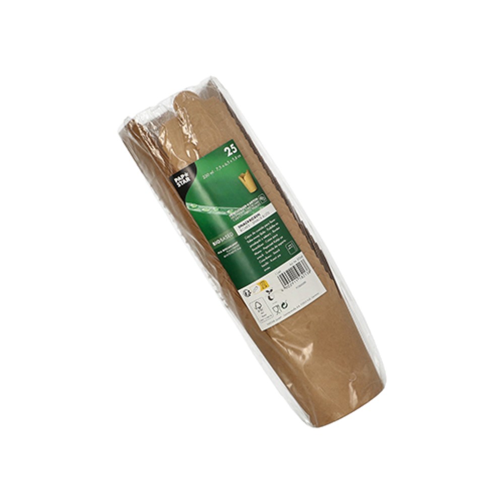 25 Snackboxen, Pappe rund 230 ml 7,5 cm x 6,5 cm x 5,8 cm braun