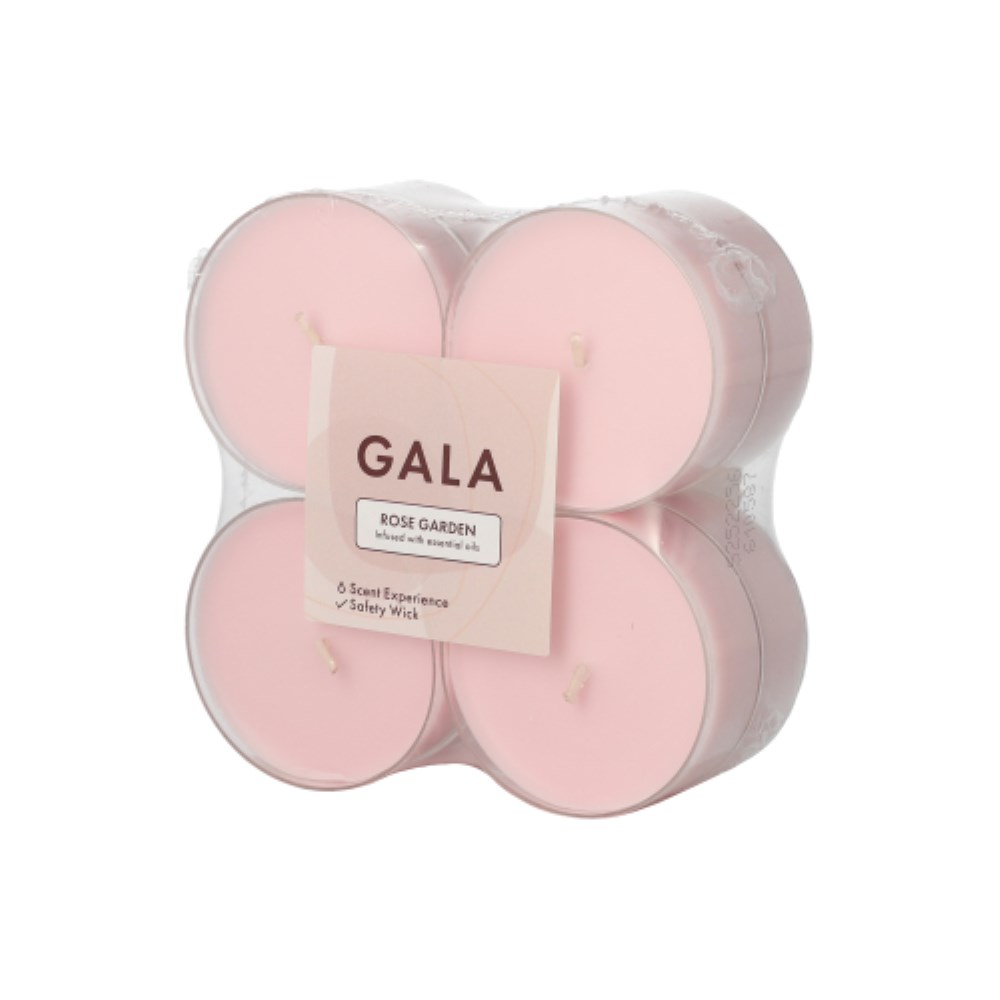 8 "GALA" Maxi Duftlichte Ø 59 mm · 24 mm rose - Rose Garden Polycarbonathülle