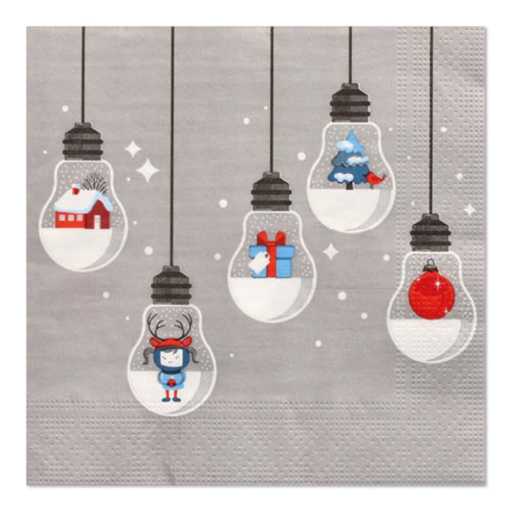 20 Servietten, 3-lagig 1/4-Falz 33 cm x 33 cm grau "Lighting"