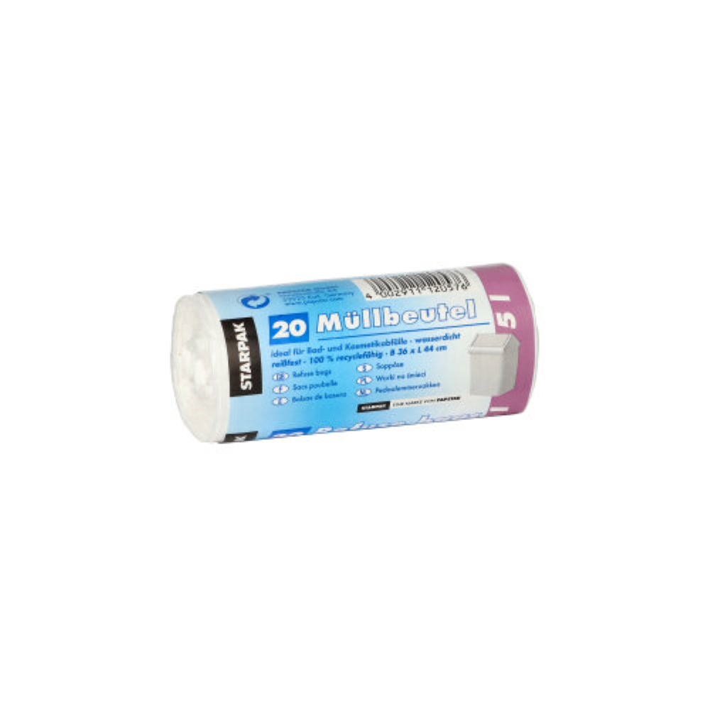 20 Müllbeutel, LDPE 5 l 44 cm x 36 cm weiss 16 my