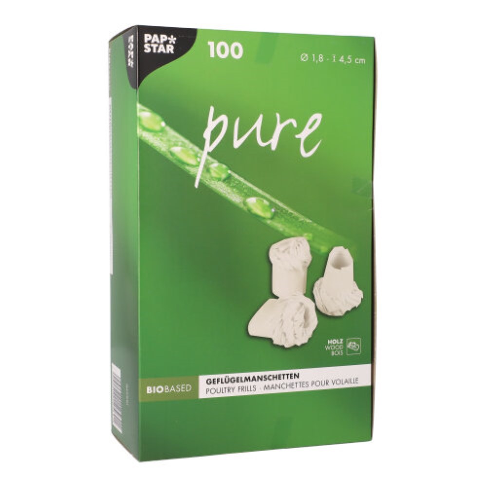 100 Geflügelmanschetten "pure" Ø 1,8 cm · 4,5 cm weiss