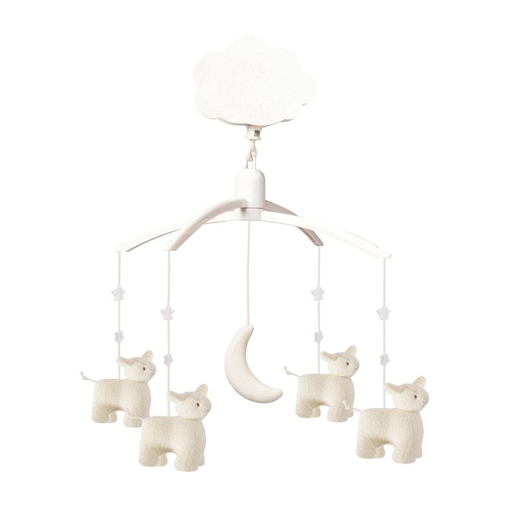 Musik Mobile Schäfchen mit Mond Weiss