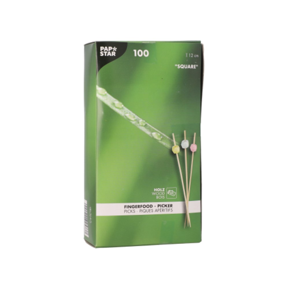 100 Fingerfood - Picker 12 cm farbig sortiert "Square"
