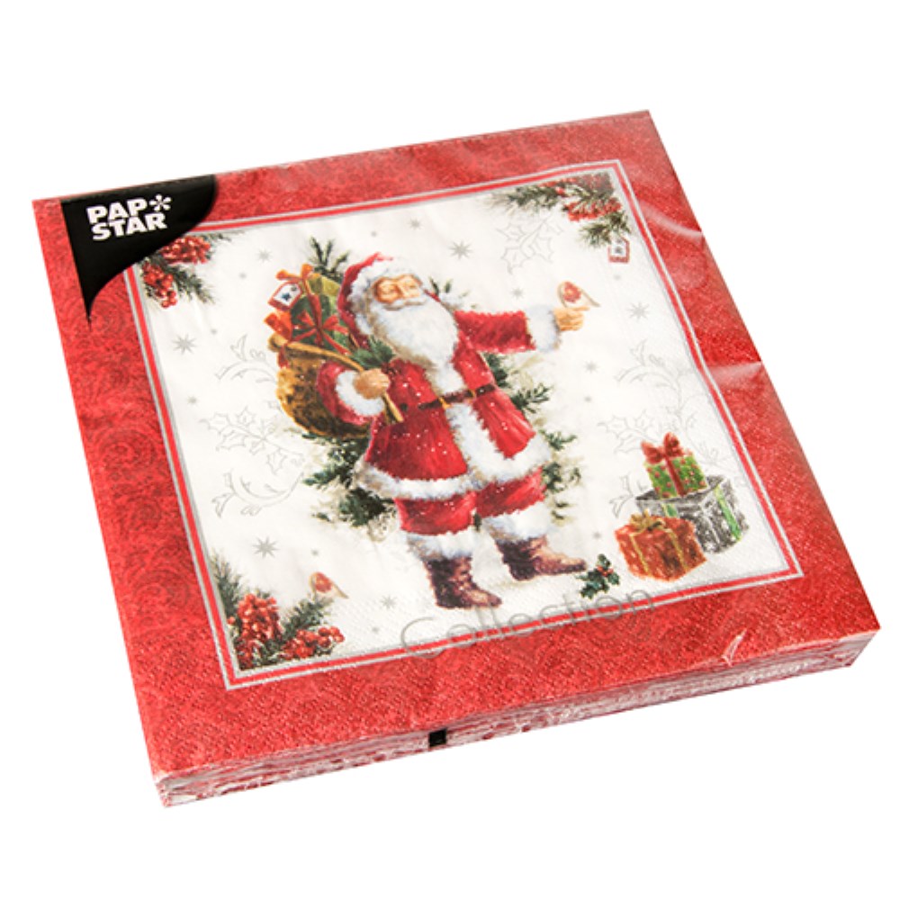 20 Servietten, 3-lagig 1/4-Falz 40 cm x 40 cm "HoHoHo"