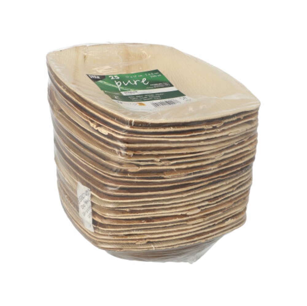 25 Schalen Palmblatt "pure" 350 ml 4,5 cm x 17 cm x 17 cm natur "QUADRATO"