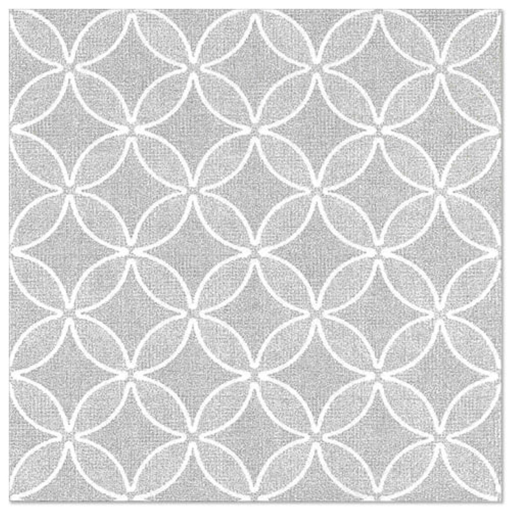 50 Servietten "ROYAL Collection" 1/4-Falz 40 cm x 40 cm grau "Circle Flowers"