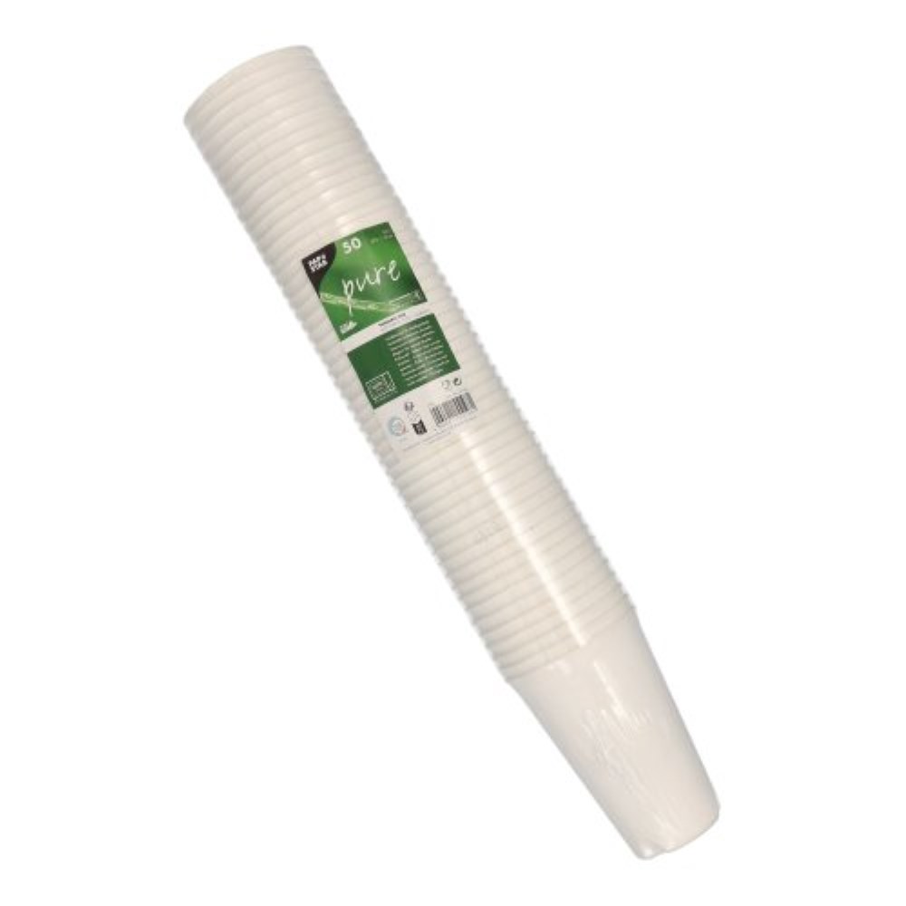 50 Trinkbecher Zuckerrohr "pure" 0,4 l Ø 9 cm · 13 cm weiss für Heißgetränke