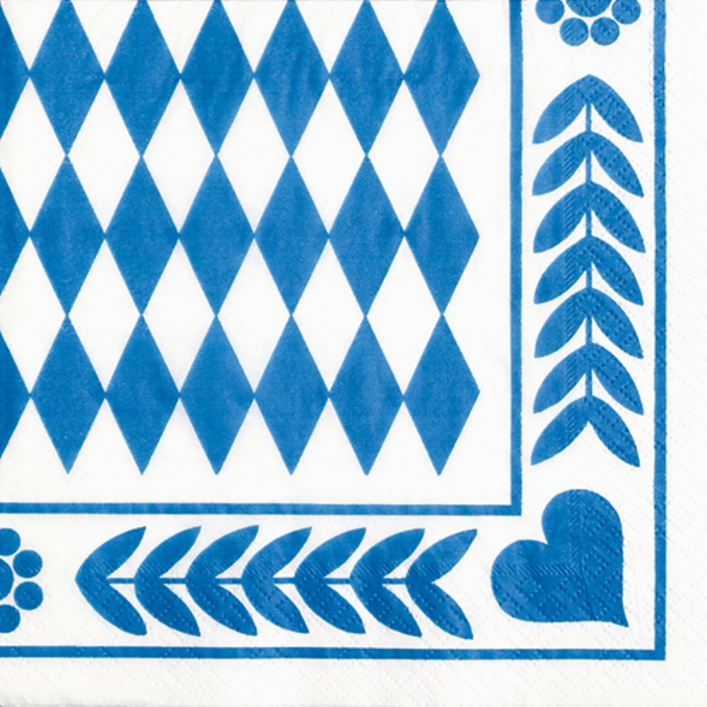 20 Servietten, 3-lagig 1/4-Falz 33 cm x 33 cm "Bayrisch Blau"