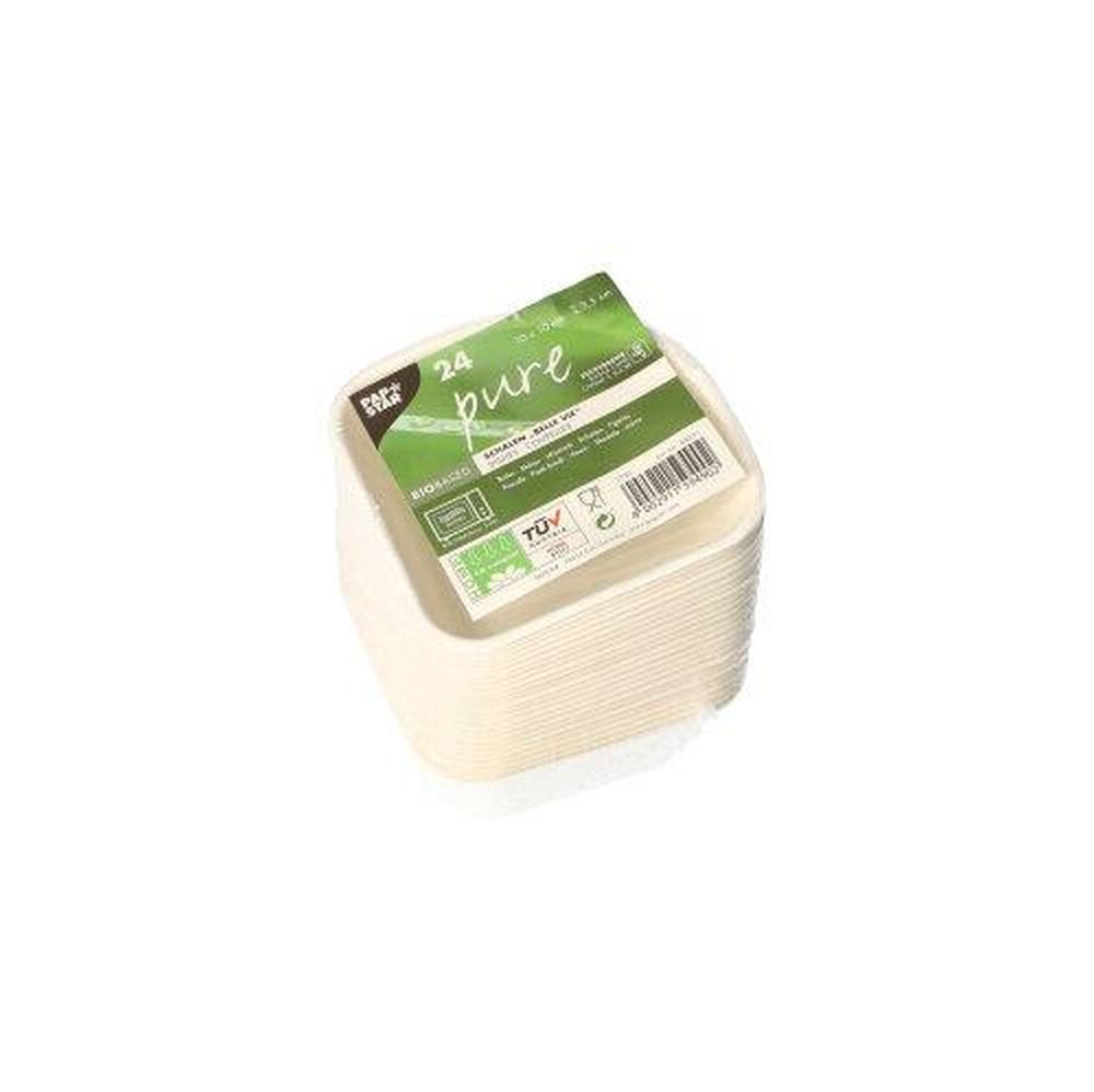 24 Schalen, Zuckerrohr "pure" 3,5 cm x 10 cm x 10 cm weiss "Belle Vie, Ligne Carrée"