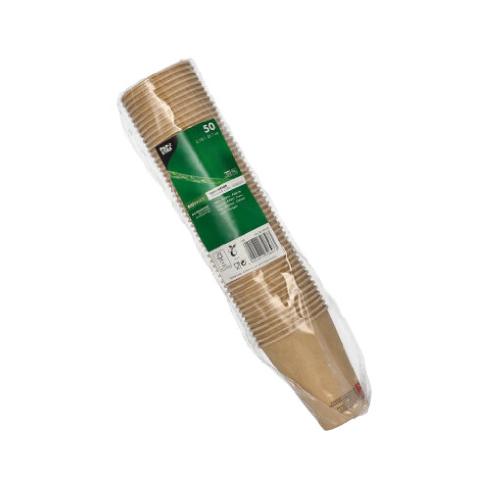50 Trinkbecher, Pappe 0,18 l Ø 7 cm · 9,2 cm braun