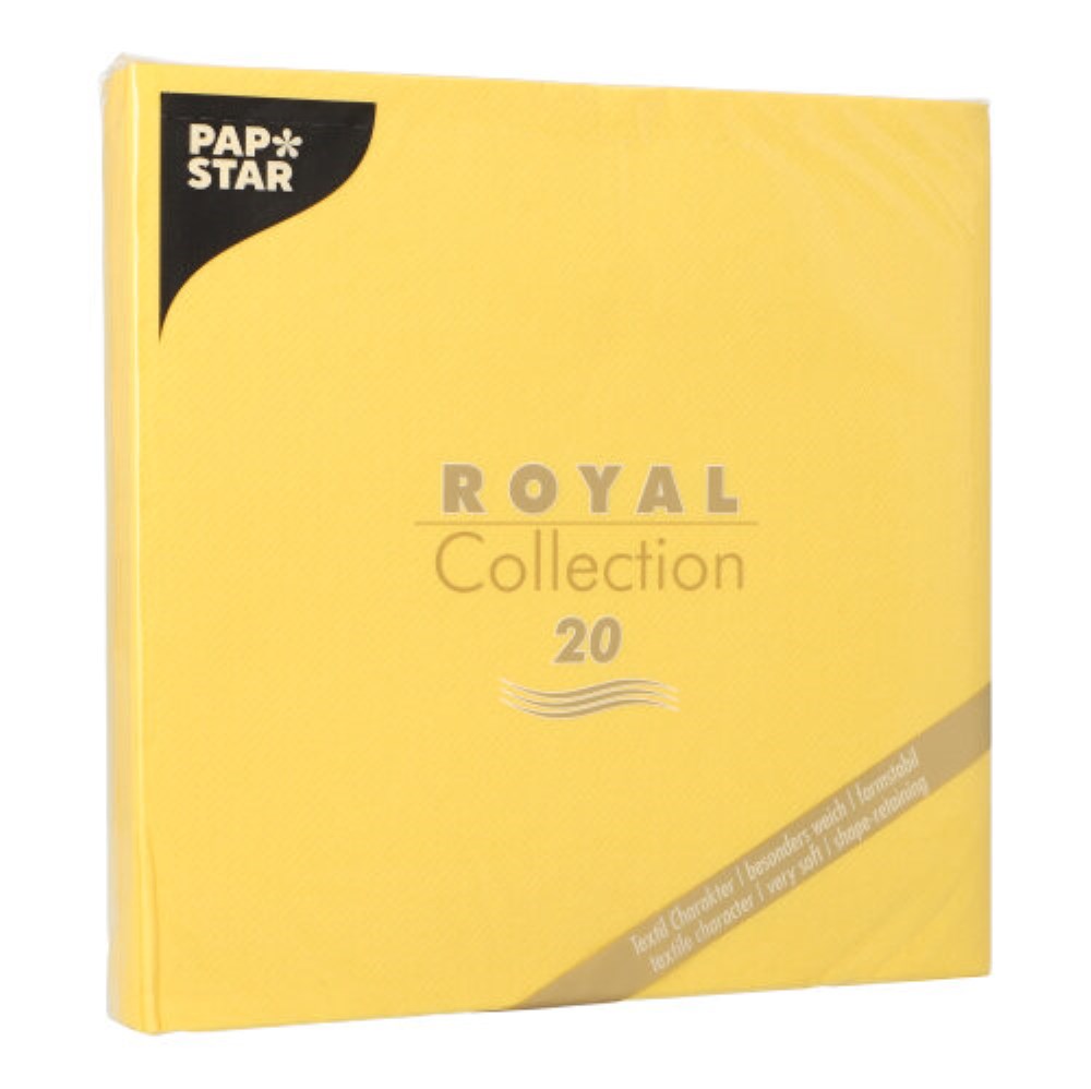 20 Servietten "ROYAL Collection" 1/4-Falz 40 cm x 40 cm gelb