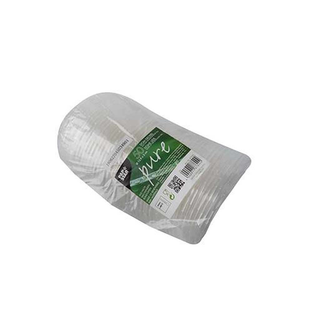 50 Dom-Deckel, PLA "pure" rund Ø 13,9 cm · 2 cm transparent